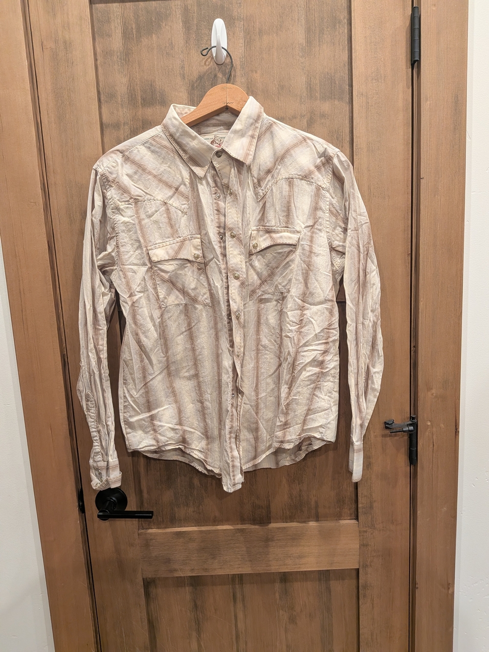 Wrangler Beige and Cream Casual Button-Down Shirt